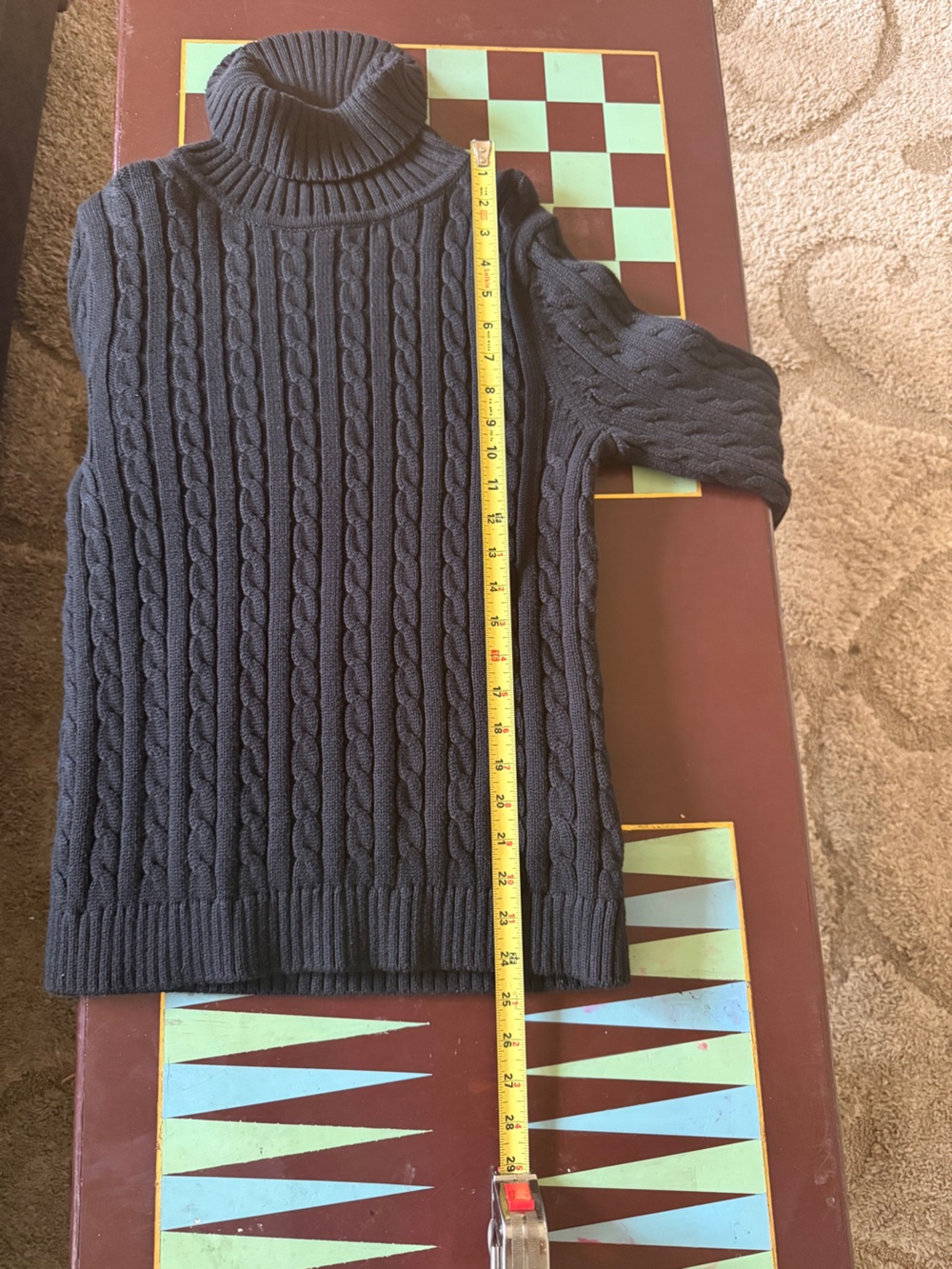 L.L. Bean Signature Black Cable-Knit Turtleneck Sweater - Women - Picture 6 of 7